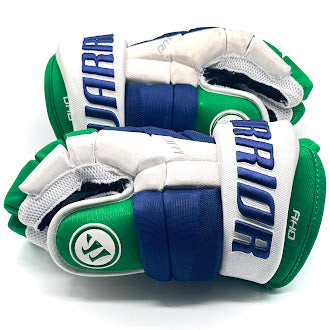 Warrior Covert QR1 Pro – Gant Pro d'occasion de la LNH – Sebastian Aho (bleu/vert/blanc)